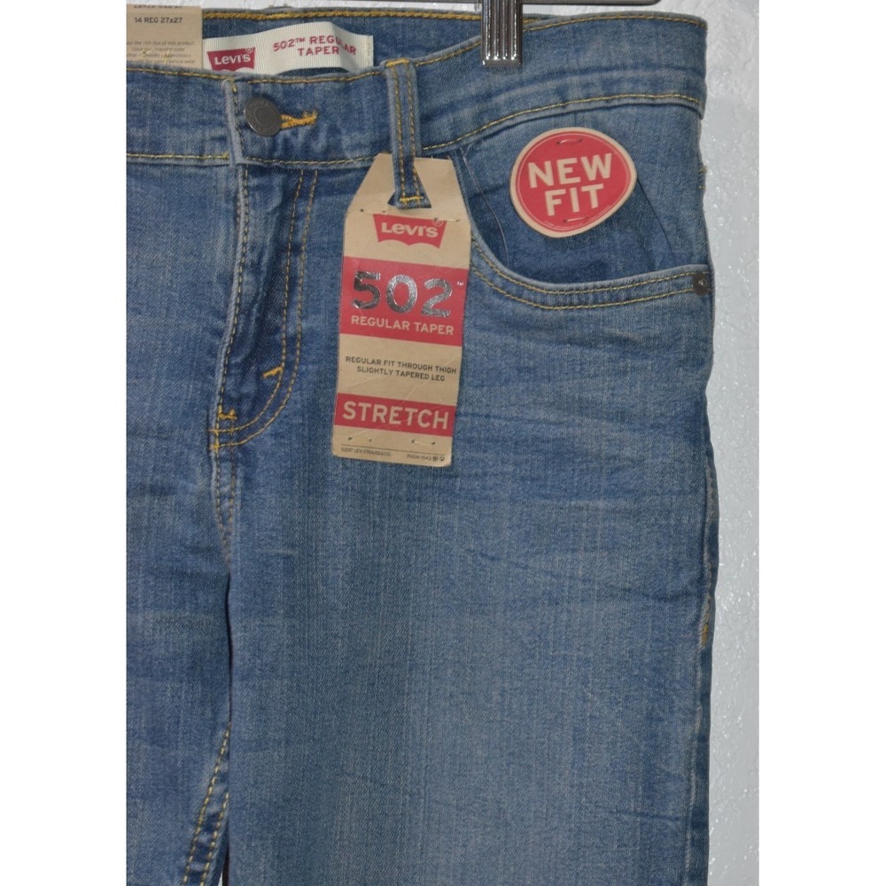 Levi's 502 Taper Stretch Regular Fit Jeans Med. Wash Boy Size 14R 915502 27 X 27 - Picture 8 of 16